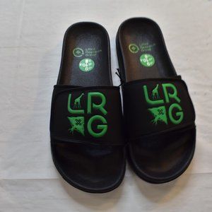 Lifted Research Group LRG Mens Logo Slides Sandal Shoes Black Stacked Logo New 9